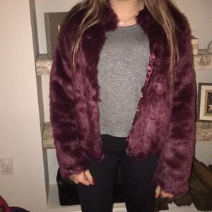 fur cropped jacket (magenta)